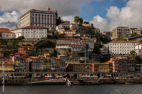 Landscape of typical colorful houses in the centre of Porto,Portugal.