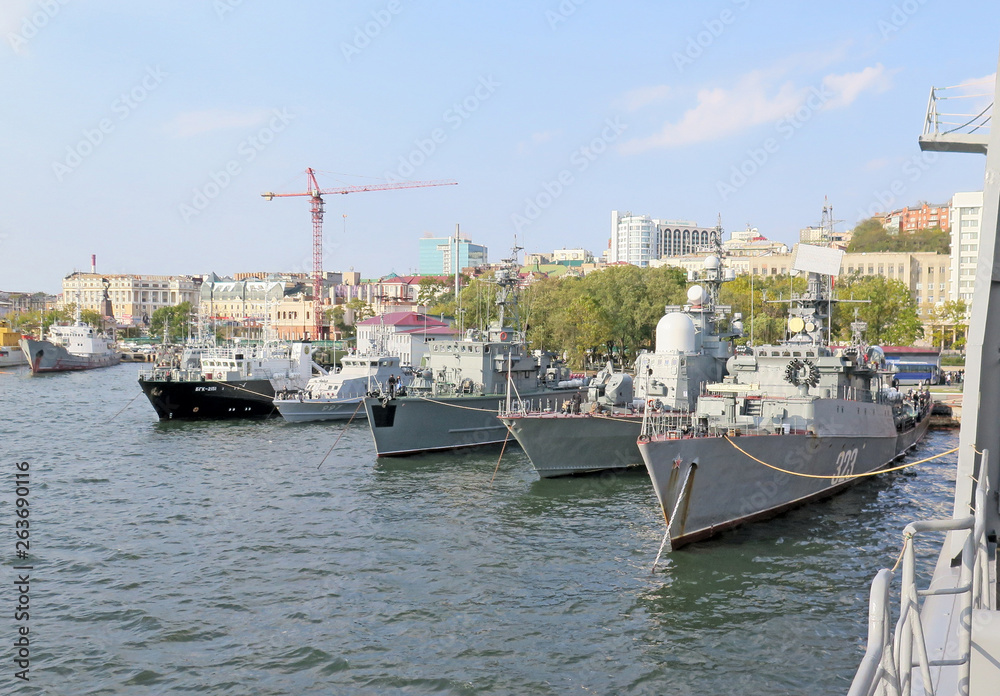 the Vladivostok, the Golden horn Russian warships