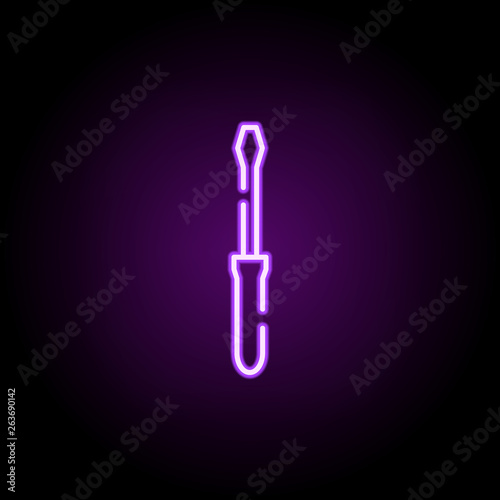 flathead screwdriver neon icon. Elements of construction set. Simple icon for websites, web design, mobile app, info graphics