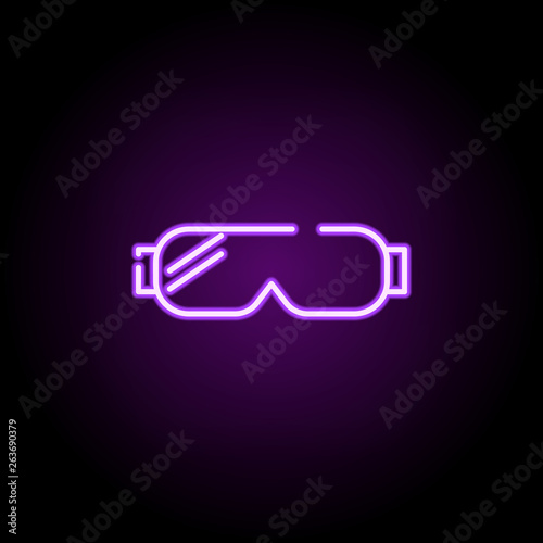 protective glasses neon icon. Elements of construction set. Simple icon for websites, web design, mobile app, info graphics