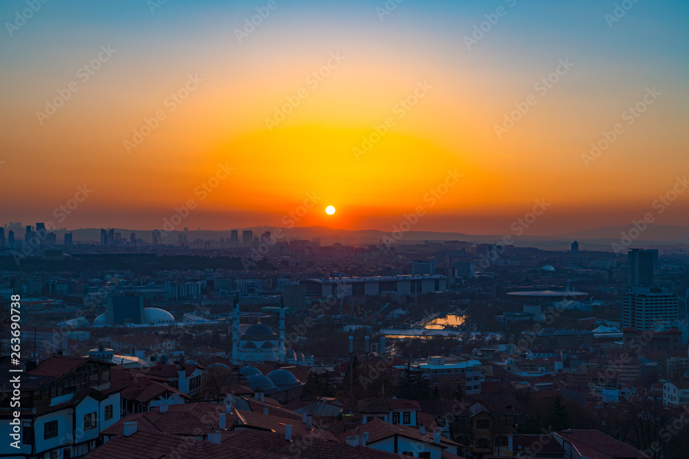 Cityscape view from Ankara Castle in the sunset, Ankara/Turkey