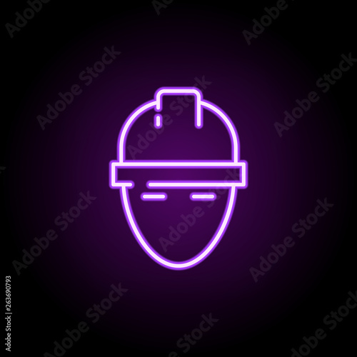 a man in a helmet neon icon. Elements of construction set. Simple icon for websites, web design, mobile app, info graphics