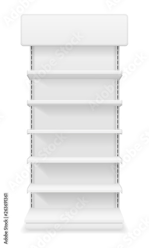 shelving rack for store trading with a sign to advertise goods and products empty template for design stock vector illustration