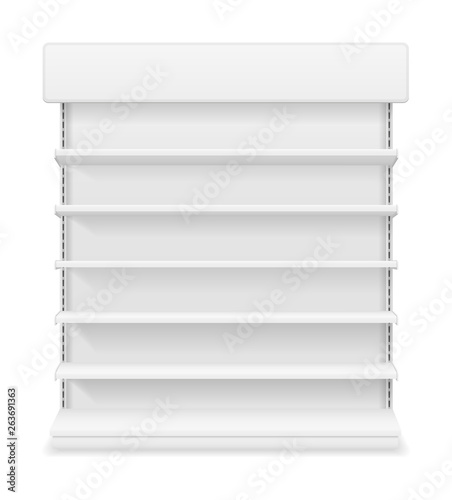 shelving rack for store trading with a sign to advertise goods and products empty template for design stock vector illustration