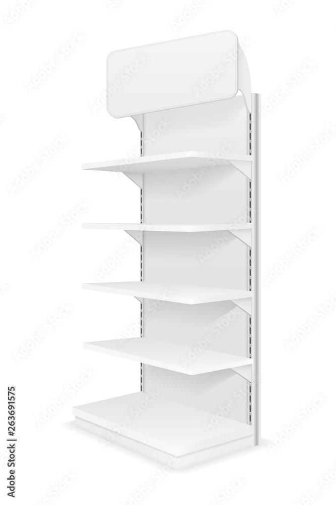 shelving rack for store trading with a sign to advertise goods and products empty template for design stock vector illustration shelving rack for store trading with a sign to advertise goods and products empty template for design stock vector illustration