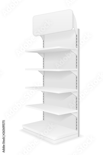 shelving rack for store trading with a sign to advertise goods and products empty template for design stock vector illustration