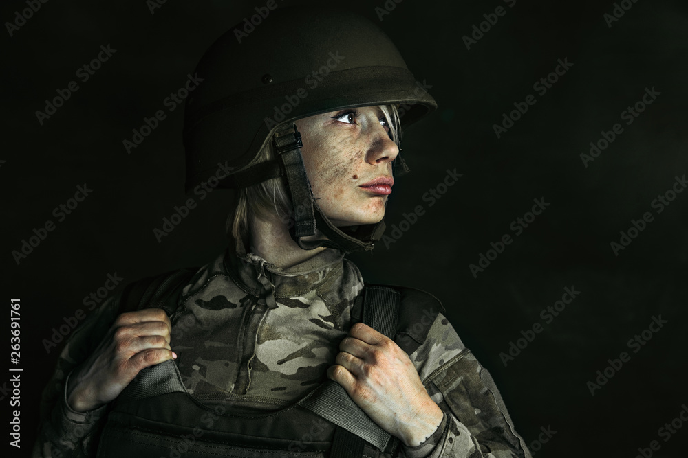 Portrait of young female soldier Portrait of young female soldier