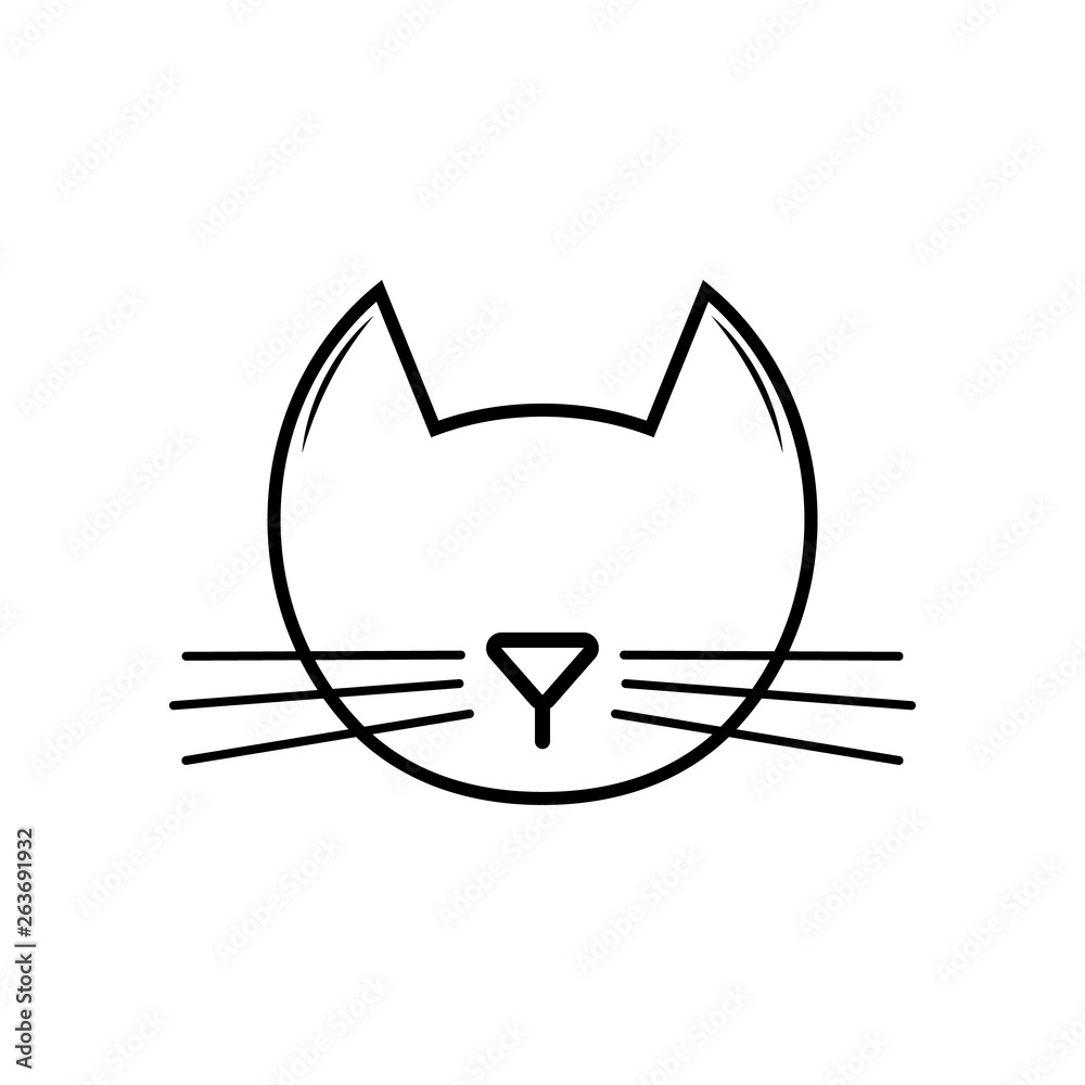 Black silhouette of head cat on white background. Vector illustration. Pet icon Black silhouette of head cat on white background. Vector illustration. Pet icon