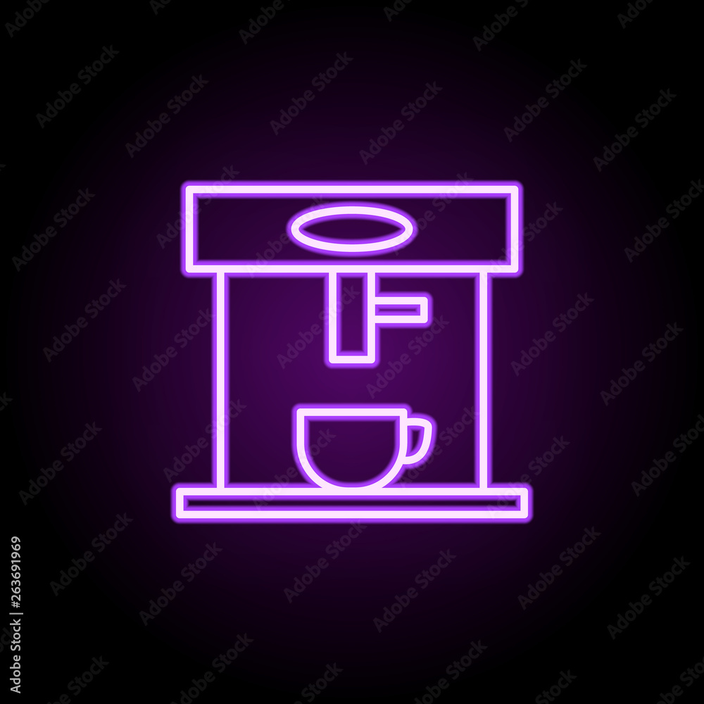 coffee machine neon icon. Elements of web set. Simple icon for websites, web design, mobile app, info graphics