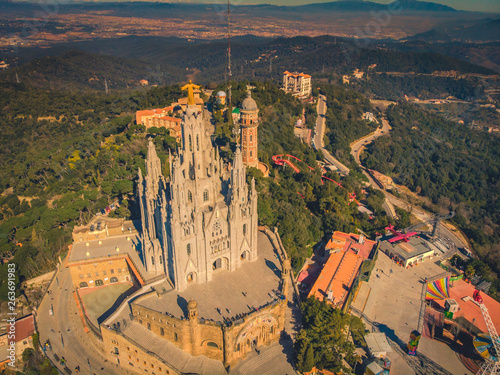 Photography Temple Sacred Heart of Jesus on Tibidabo in Barcelona, Spain 2019