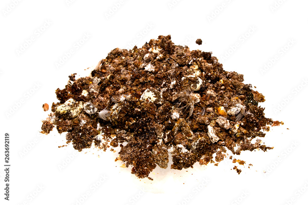 chicken litter isolated on white background chicken litter isolated on white background