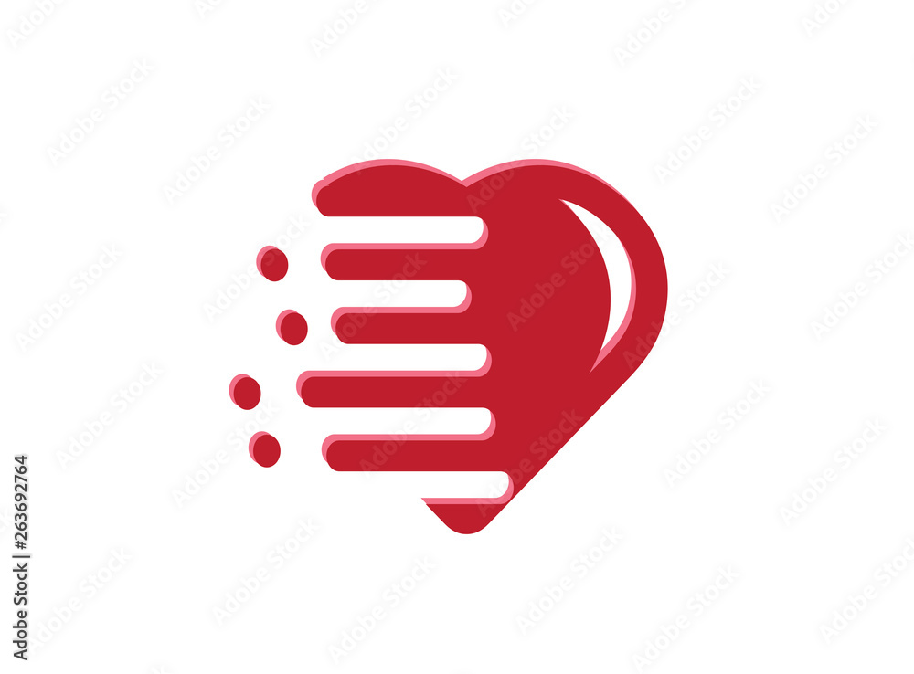 Obraz premium Lovely calligraphy heart icon with fast speed effect for logo Vector illustration Valentines day design for modern abstract
