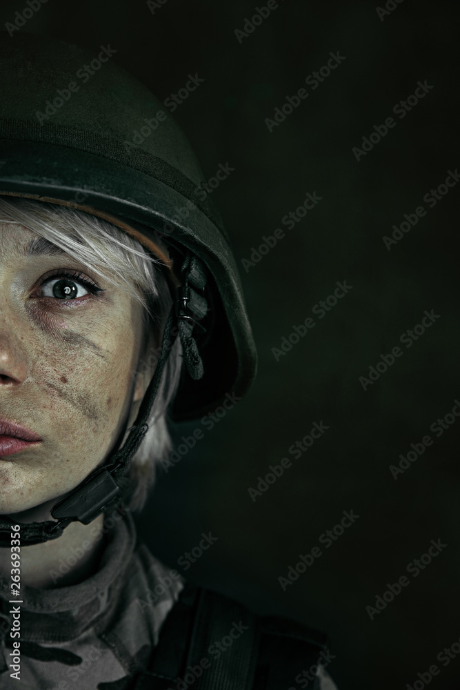 Portrait of young female soldier Portrait of young female soldier