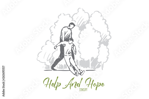 Help, fall, consciousness, lose, catch concept. Hand drawn isolated vector.