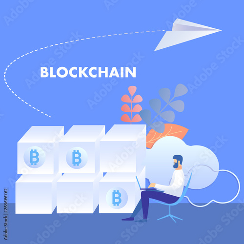 Blockchain Technology, Mining Farm Illustration