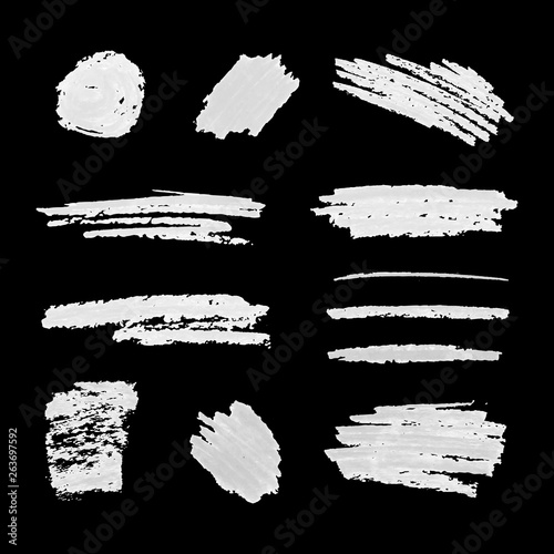 Vector Chalk Texture Brush Set, Chalk on Blackboard.