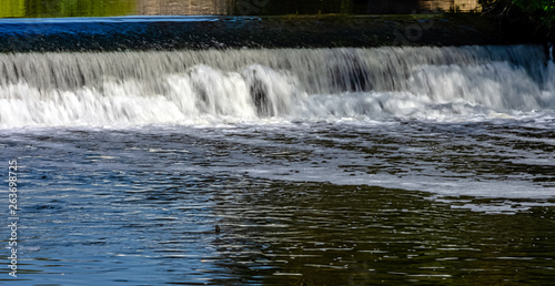 River Avon cascade in Warwick, Warwickshire, United Kingdom