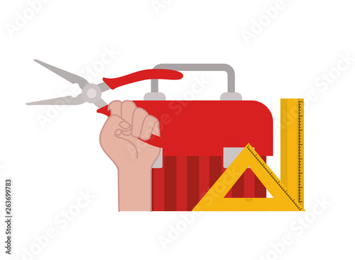 hand with construction tool box icon