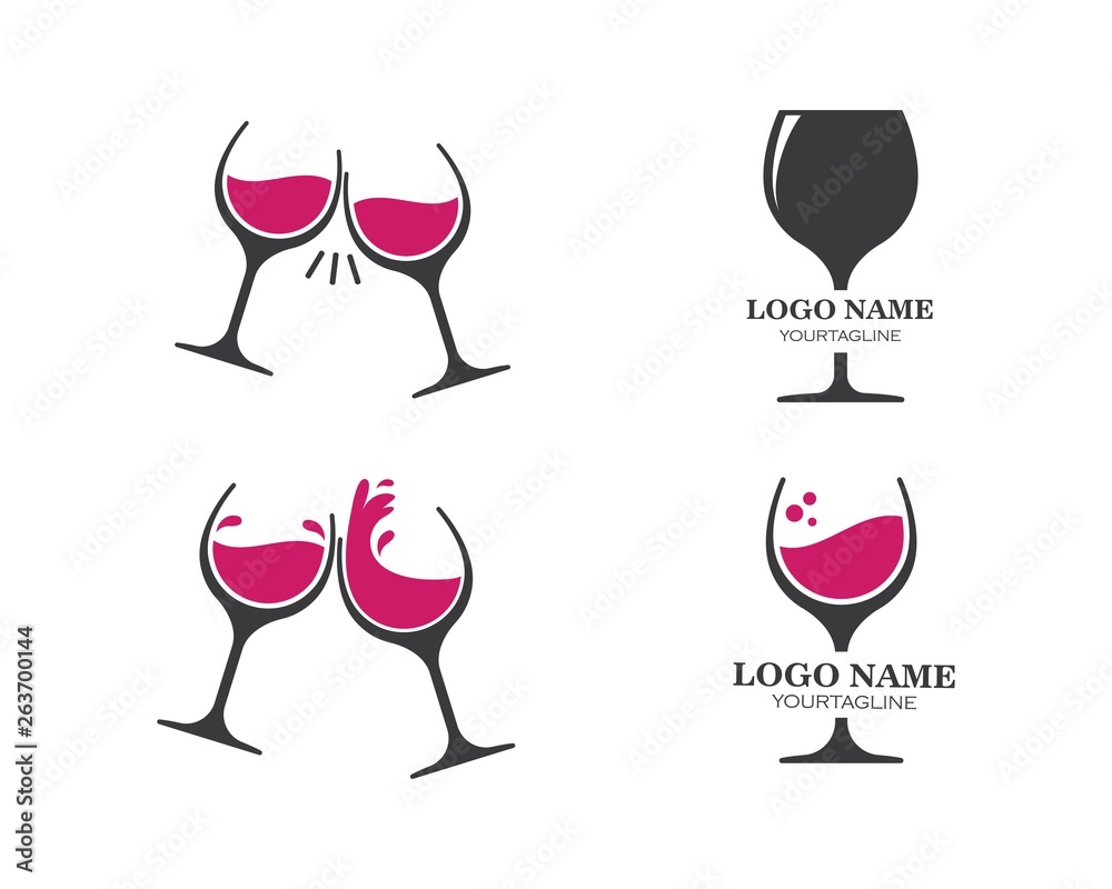 wine glasses toasting logo icon vector