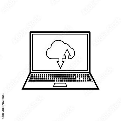 Laptop with cloud loading sign