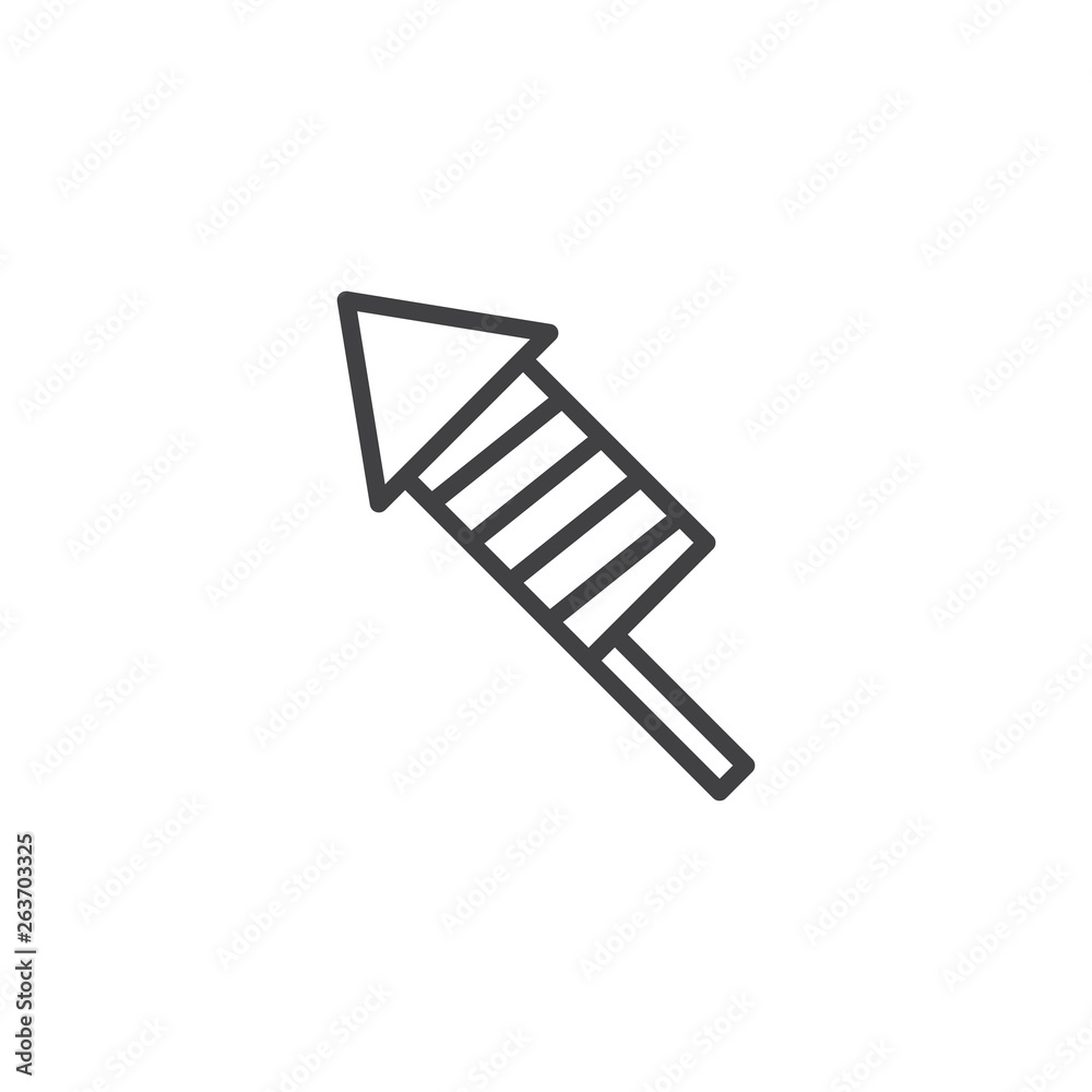 Firework rocket line icon. linear style sign for mobile concept and web design. Firecracker, petard outline vector icon. Symbol, logo illustration. Pixel perfect vector graphics Firework rocket line icon. linear style sign for mobile concept and web design. Firecracker, petard outline vector icon. Symbol, logo illustration. Pixel perfect vector graphics