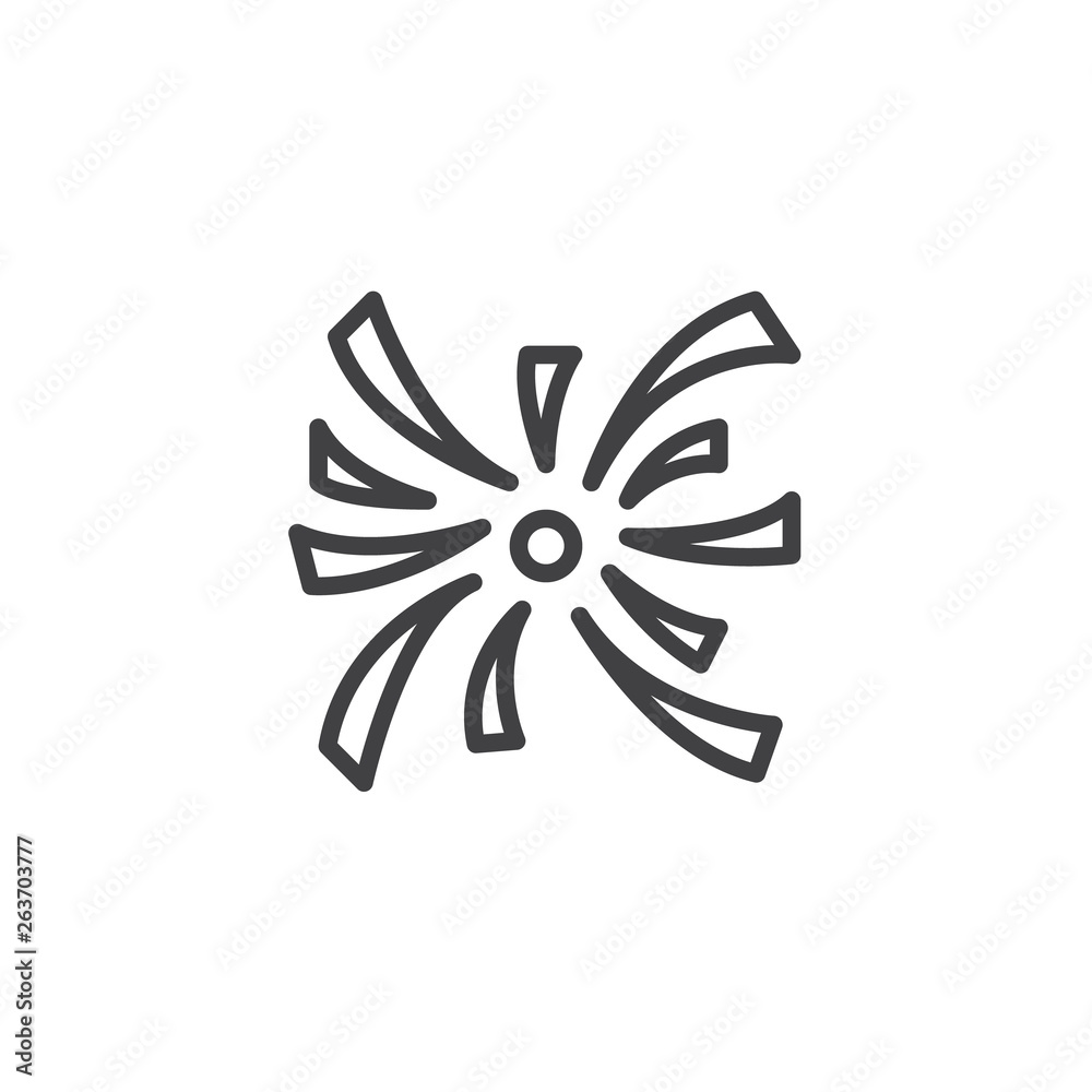 Festive firework line icon. linear style sign for mobile concept and web design. Firework bursting outline vector icon. Symbol, logo illustration. Pixel perfect vector graphics