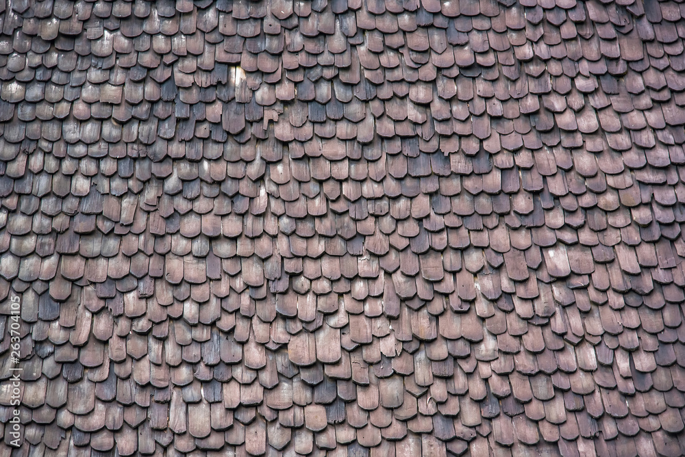 Close up : Old Wooden Roof in Northern Thai Temple