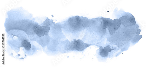 Abstract watercolor background hand-drawn on paper. Volumetric smoke elements. Navy blue color. For design, web, card, text, decoration, surfaces. photo