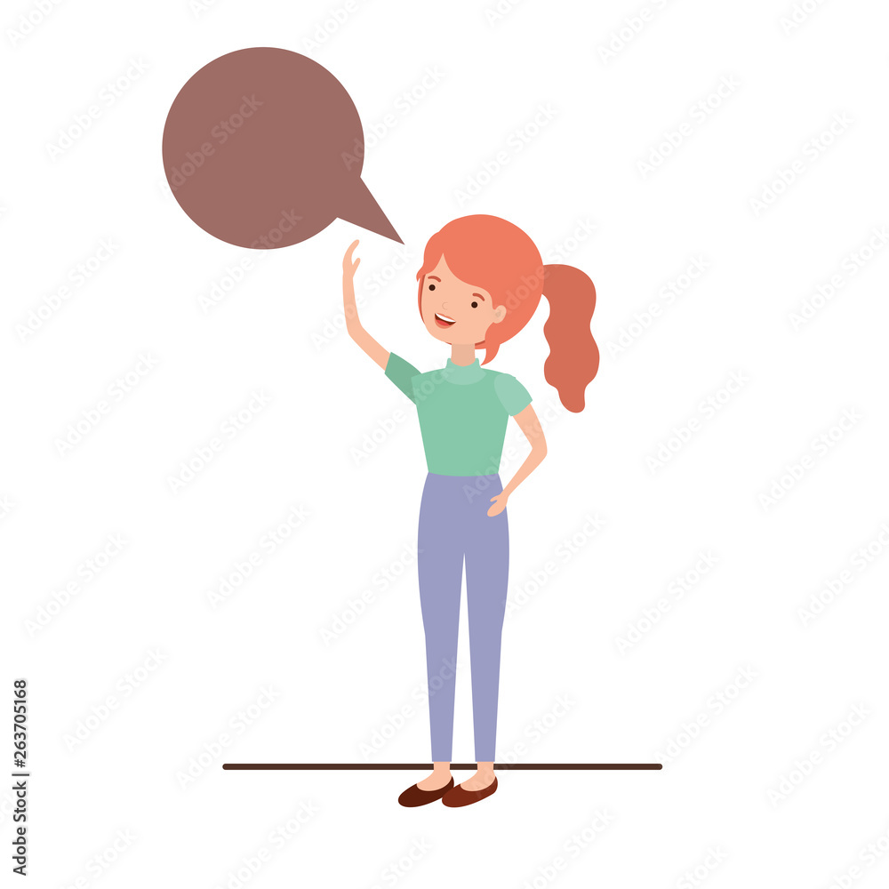 young woman with speech bubble avatar character young woman with speech bubble avatar character