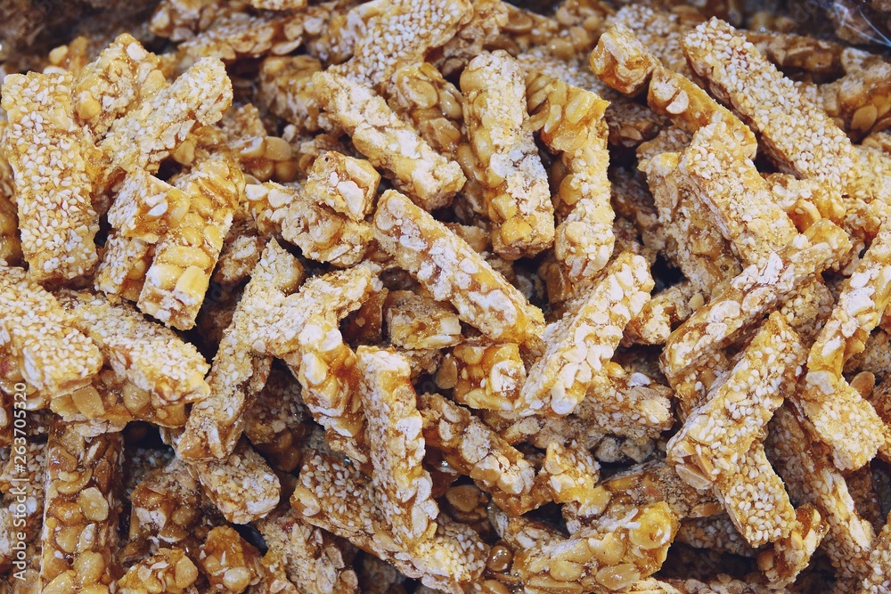 Peanut Bar or Nut Bars, Thai street food