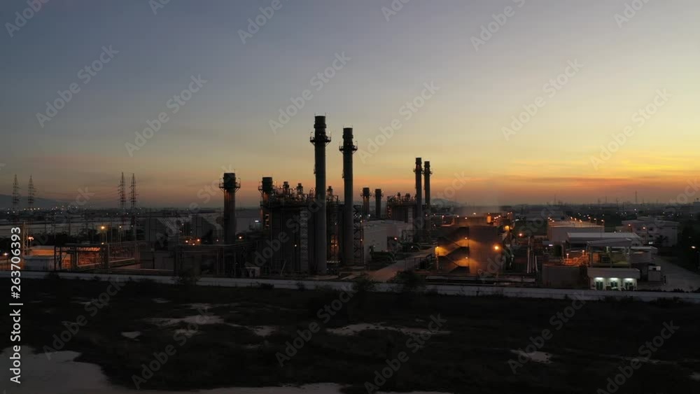 Aerial view. Industrial power plant. Oil refinery and Oil industry at Twilight Aerial view. Industrial power plant. Oil refinery and Oil industry at Twilight