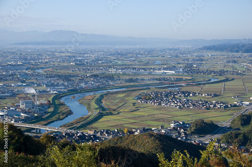Toyama Plain and Oyabe River - 富山平野と小矢部川
