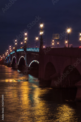 Trinity Bridge at night , St. Petersburg, Russia
