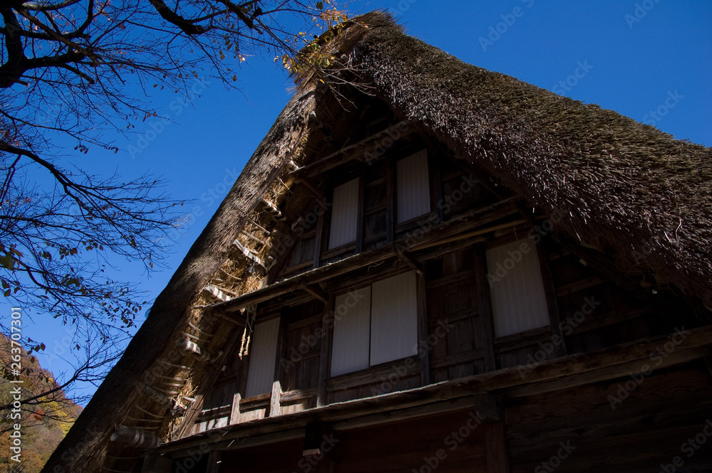 Thatched farmer in late autumn Gokayama Mountain - 晩秋の五箇山のかやぶき農家 Thatched farmer in late autumn Gokayama Mountain - 晩秋の五箇山のかやぶき農家