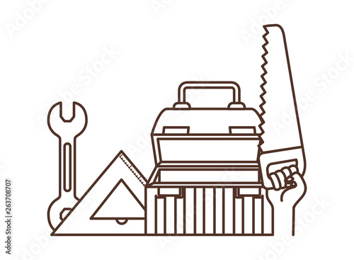 hand with construction tool box icon