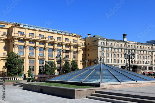 View in Moscow from the Manege Square at the buildings on Mokhovaya Street photo