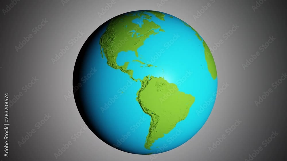 Graphic 3d animated earth showing the borders of the country Spain and the capital Madrid in 4K resolution at daytime