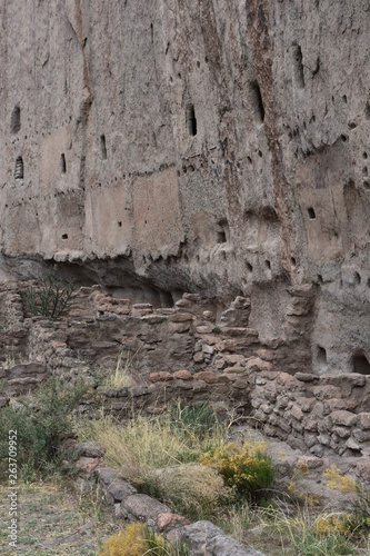 Ruins of Ancient Cliff Dwellings at Bandelier National Monument photo