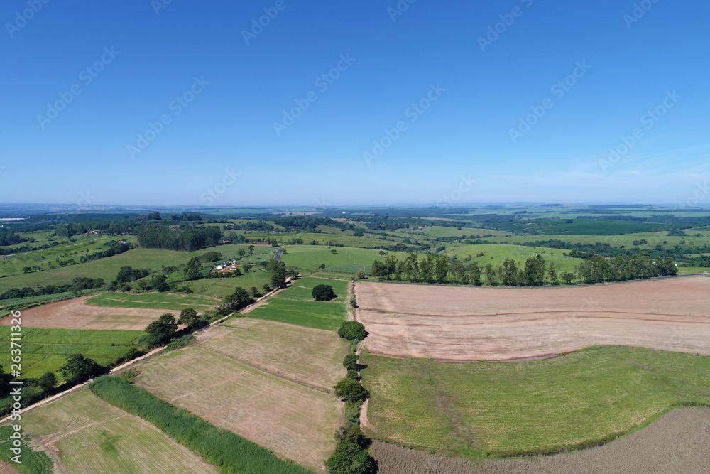 Beautiful rural aerial view. Agribusiness and pasture scene. Great landscape. Agriculcure scene. Farm scenery. Field scene. Countryside scenery.
