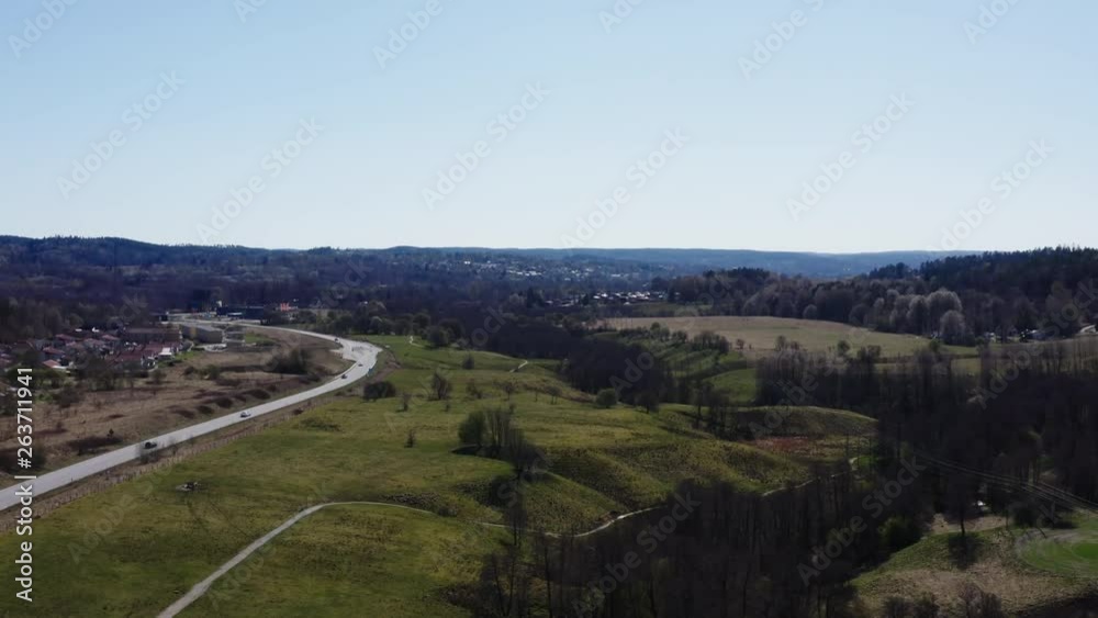 Flying drone over landscape Flying drone over landscape