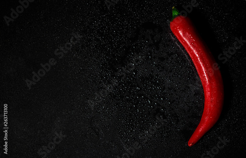 Red hot pepper on black background 2