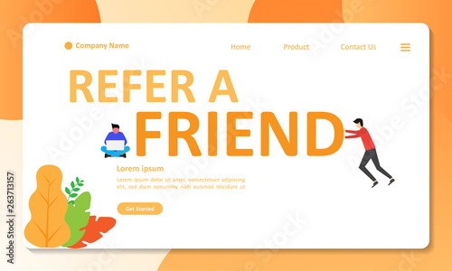 Refer A Friend Concept Design, People share info about referral and earn money. Suitable for web landing page, ui, mobile app, banner template. Vector Illustration