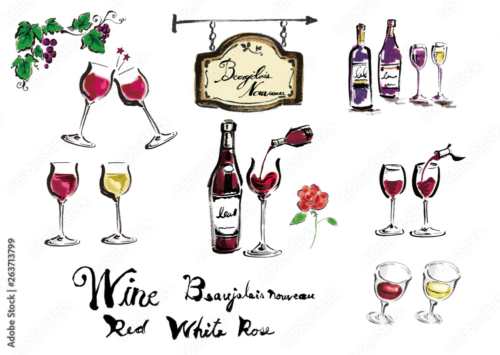 ワイン ワイングラス ベクター 赤ワイン 白ワイン 集合 ワイン集合 イラスト アルコール Stock Vector Adobe Stock