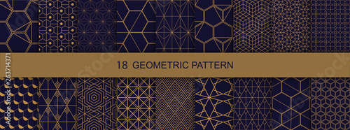 Set of Geometric seamless patterns. Abstract geometric hexagonal graphic design print 3d cubes pattern. Seamless geometric cubes pattern.