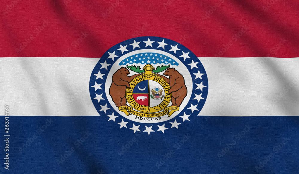 USA Flag of Missouri gently waving in the wind USA Flag of Missouri gently waving in the wind