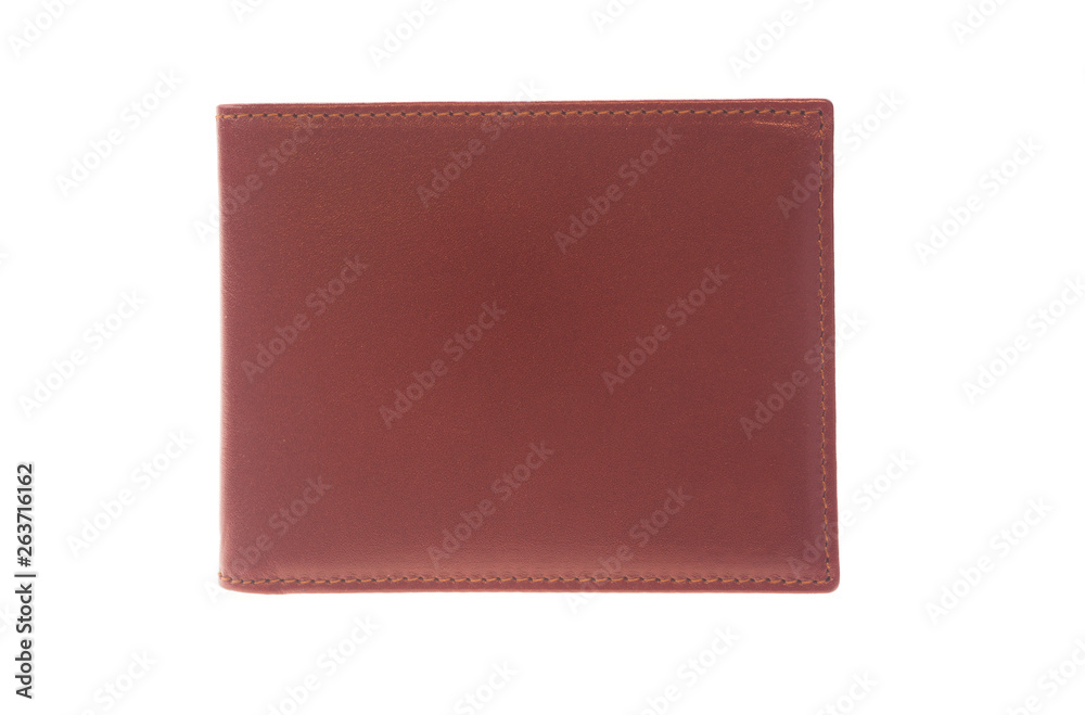 red leather wallet isolated on white background