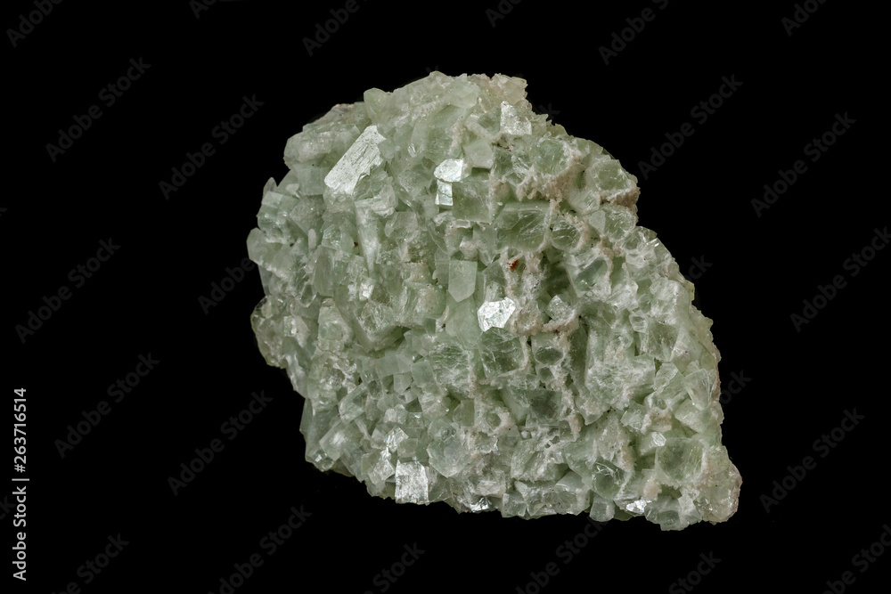 Macro stone Apophyllite mineral on black background Macro stone Apophyllite mineral on black background
