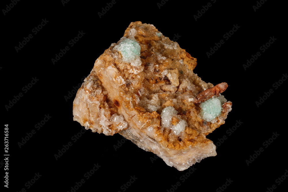 Macro stone Apophyllite mineral on black background Macro stone Apophyllite mineral on black background