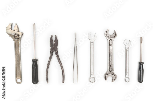 Set with different construction tools isolated on white background photo