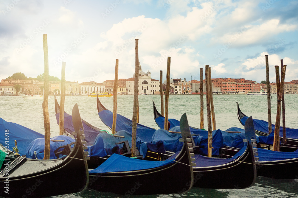 Venice, Boats before square San Marco. Un Italy